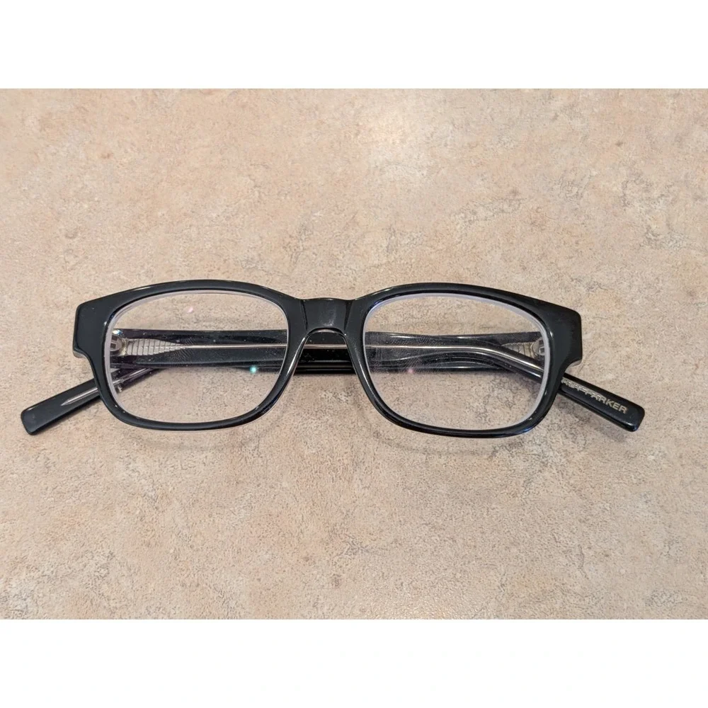 Warby Parker Eyeglasses Colton 102 Shiny Black Rectangular Frame 48-16 145